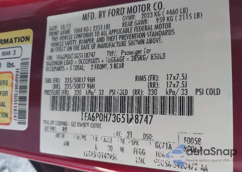 2016 Ford Fusion Se из США, поврежденный, VIN 1FA6P0H73G5118747